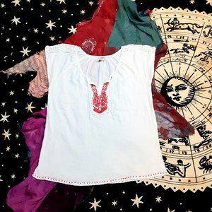 Gypsy Rose Embroidered Beaded Lace Hippie Boho Top